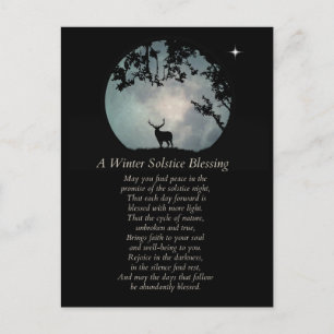 Winter-Sonnenwende-Segnungen Elk und Mond Postkarte