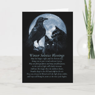 Winter-Sonnenwende Spiritual Gedicht Raben Katzen Karte