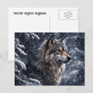 Winter-Sonnenwende-Wolf-Feiertag Feiertagspostkarte