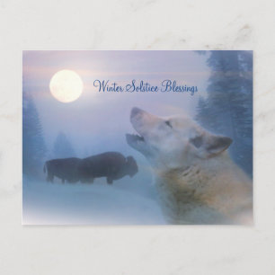 Winter-Sonnenwende-Wolf- und Büffelsegen-Postkarte Postkarte