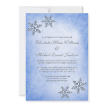 Winter Sparkle Snowflakes Blue Wedding Einladungen