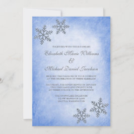 Winter Sparkle Snowflakes Blue Wedding Einladungen