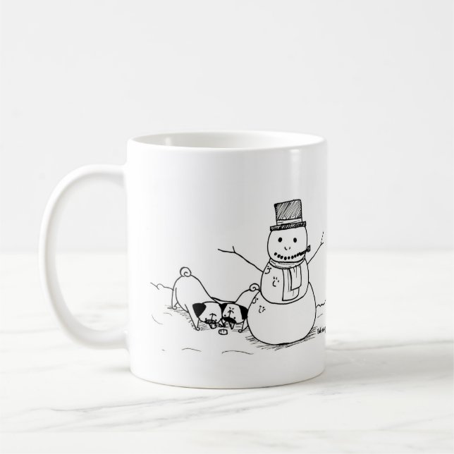 Winter-Spaß-Möpse Kaffeetasse (Links)