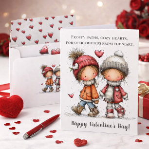 Winter-Spaziergang Valentinstag Feiertagskarte