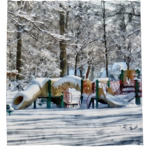Winter Spielplatz Duschvorhang