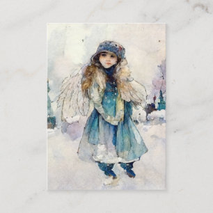 Winter Spirit Watercolor Angel Art Telefonnummerkarte