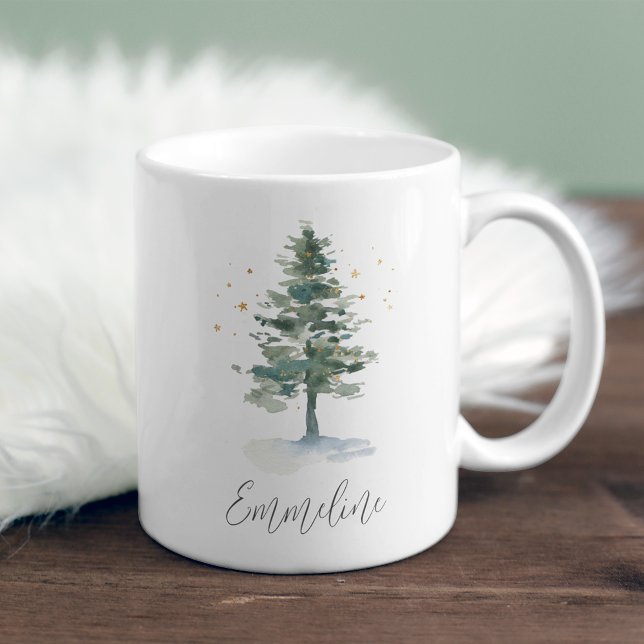 Winter Splendor Pine Tree Personalisierte Weihnach Kaffeetasse (Von Creator hochgeladen)