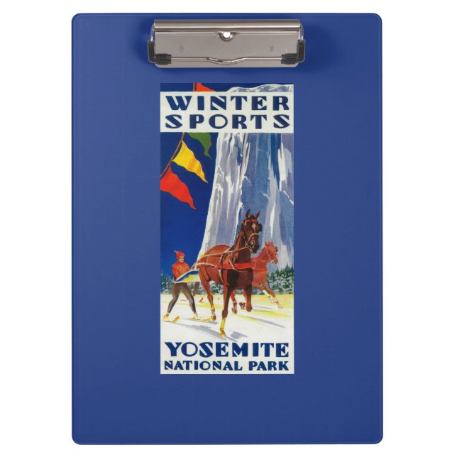 Winter-Sport bei Yosemite PosterYosemite, CA Klemmbrett (Vorderseite)