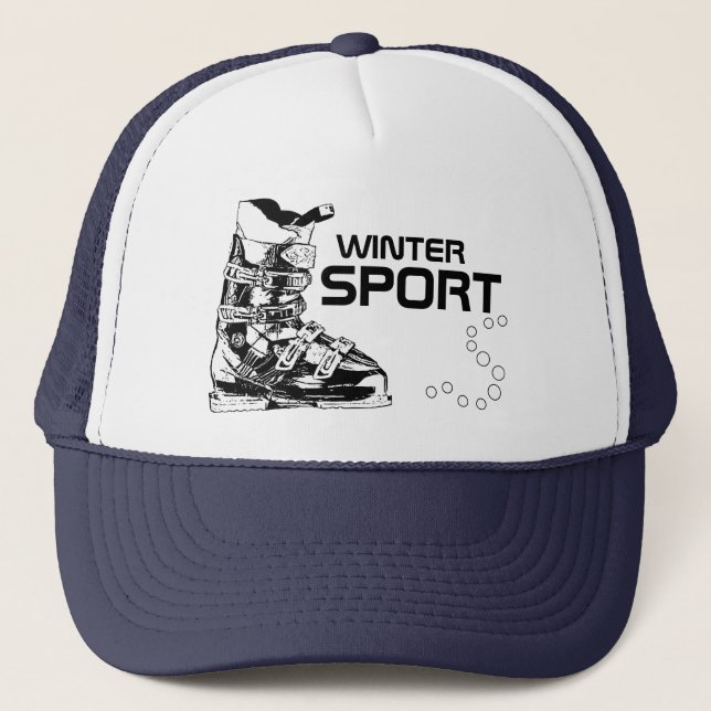 Winter Sport Ski Boot Black Hat Truckerkappe (Vorderseite)