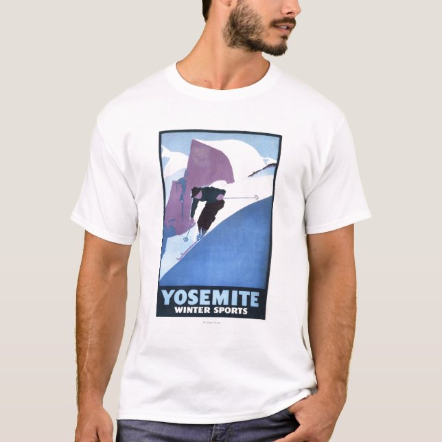 Winter-Sport-Ski fahrendes förderndes Plakat T-Shirt (Vorderseite)