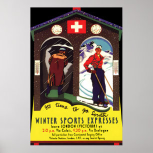 Winter Sports Express Reiseplakat London bis Poster