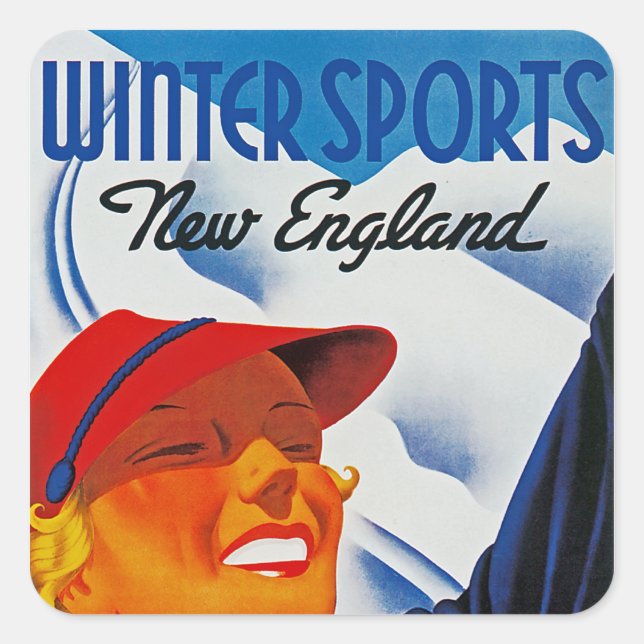 Winter Sports New England Quadratischer Aufkleber (Vorderseite)