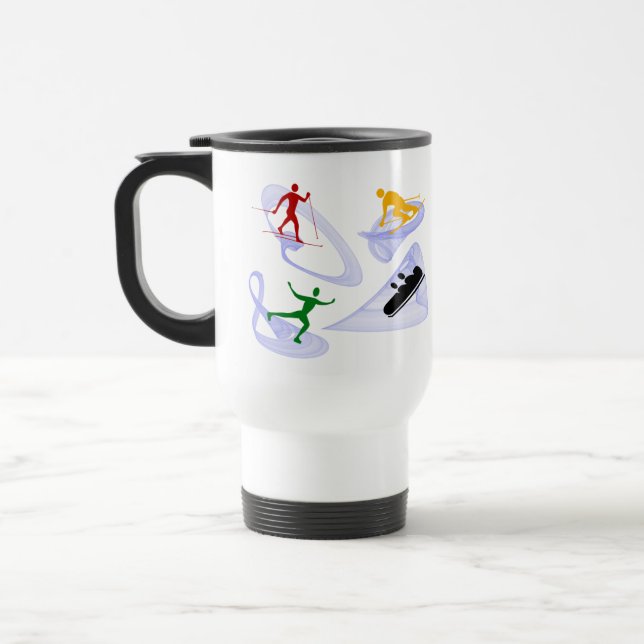 Winter Sports Silhouette Travel Mug Reisebecher (Links)