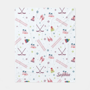 Winter Sports Skaten Ski Hockey Custom Holiday Fleecedecke