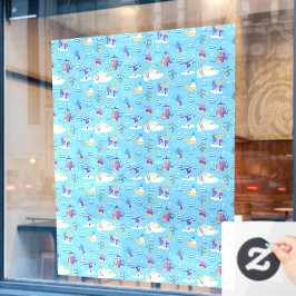Winter Sports Skating Skiing Pattern Ski Shop Larg Fensteraufkleber