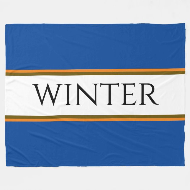 WINTER Sporty Alpine Blaues Orange Streifen Fleecedecke (Vorderseite (Horizontal))