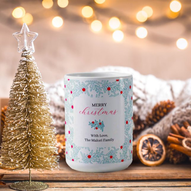 Winter Sprig Pattern | Minimal Pine Branch & Berry Kaffeetasse (Von Creator hochgeladen)