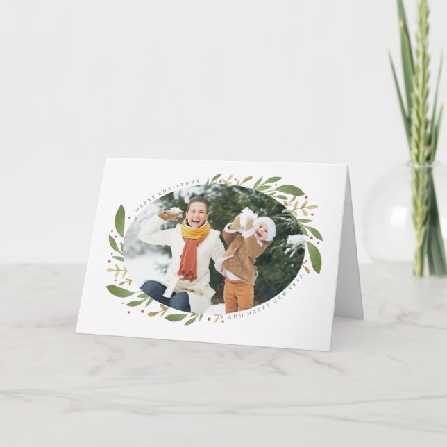 Winter Sprigs Weihnachtskarte Foto Feiertagskarte (Vorderseite)