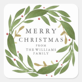 Winter Sprigs Weihnachtssticker Quadratischer Aufkleber