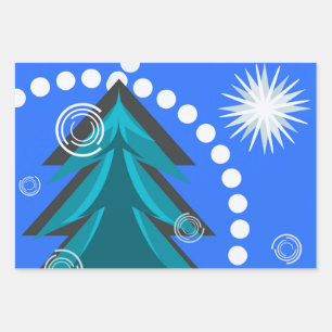 Winter Spruce Snowy Starry Night Geschenkpapier Set