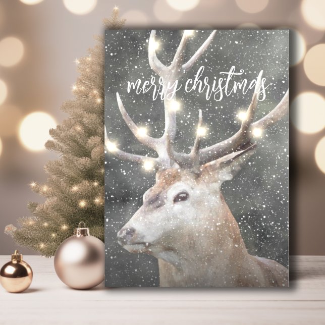 Winter Stag String Light Weihnachten Einladung (Von Creator hochgeladen)