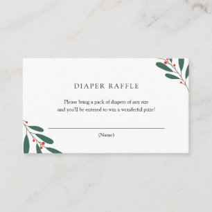 Winter-Stechpalmen-Zweige Windel-Raffle-Einlegekar Begleitkarte