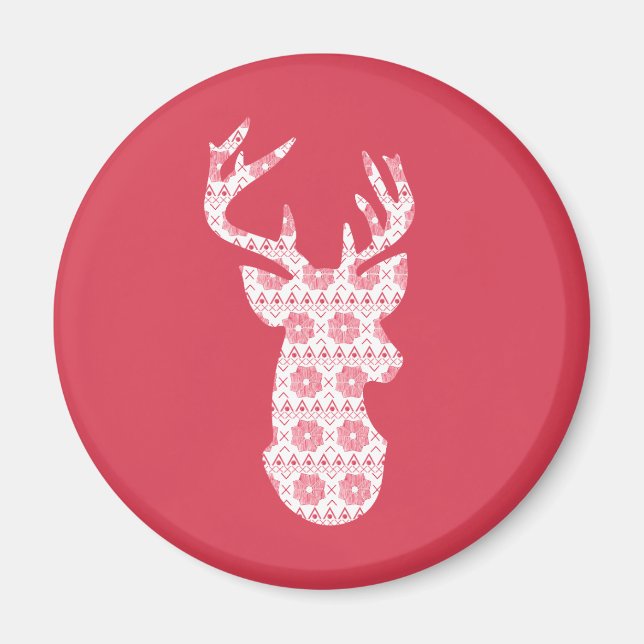 Winter Strick Weihnachts-Reindeer Magnet (Vorne)