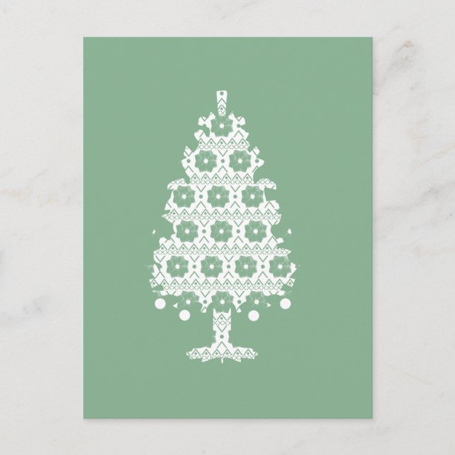Winter-Strick-Weihnachtsbaum-Postkarte Feiertagspostkarte (Vorderseite)