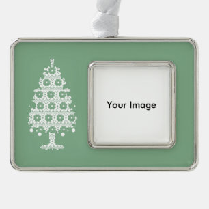 Winter Strick Weihnachtsbaum Rahmen-Ornament Silber