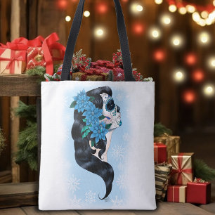Winter Sugar Skull Blaue Schneeflocken