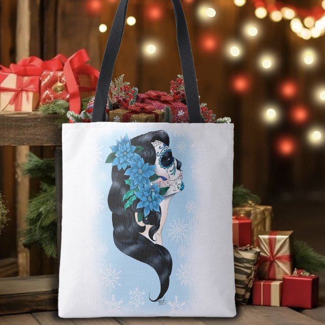 Winter Sugar Skull Blaue Schneeflocken (Von Creator hochgeladen)
