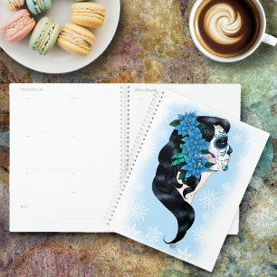 Winter Sugar Skull Blaue Schneeflocken Planer
