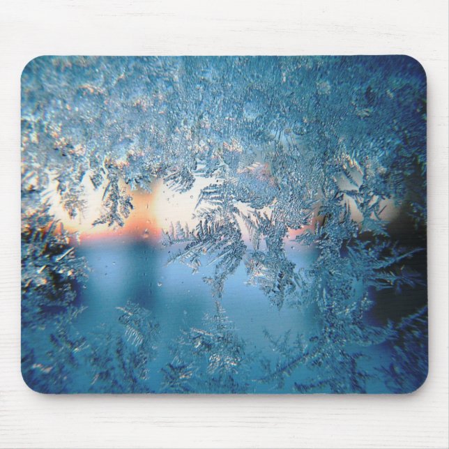 Winter Sunlight Through Frosted Ice Crystals Glass Mousepad (Vorne)