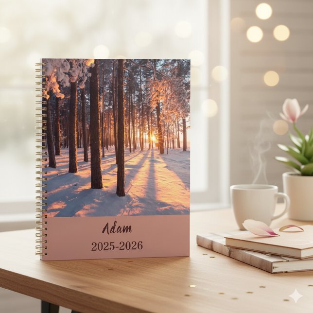 Winter Sunrise Forest Personalized Yearly Organize Planer (Von Creator hochgeladen)