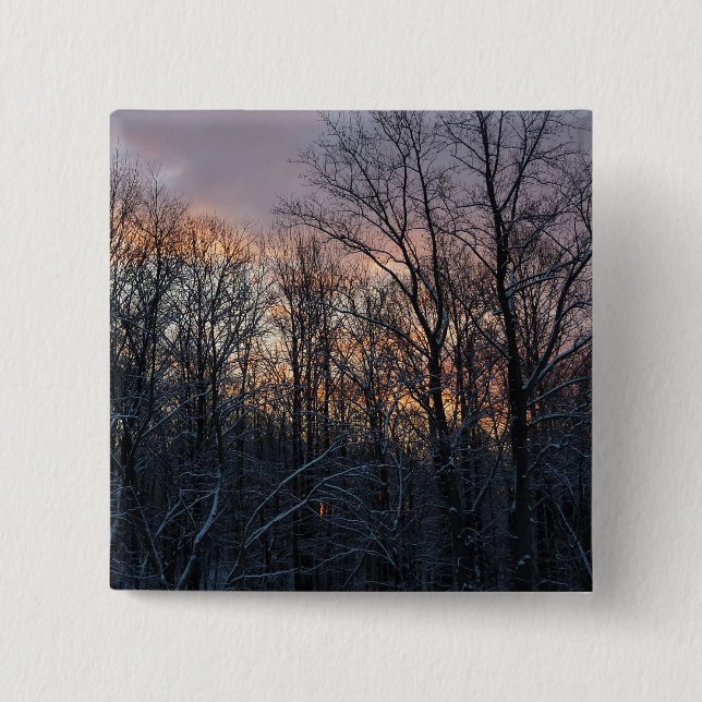Winter Sunrise I Pastel Natur Landschaft Button (Vorderseite)