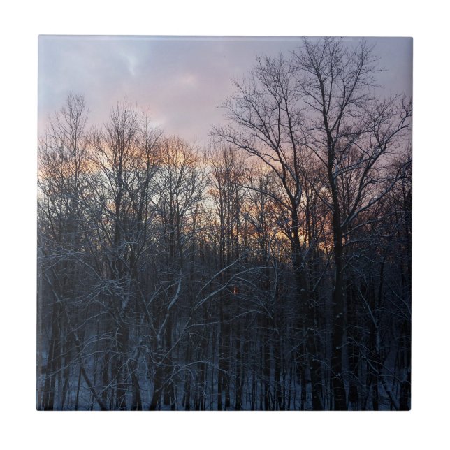 Winter Sunrise I Pastel Natur Landschaft Fliese (Vorderseite)