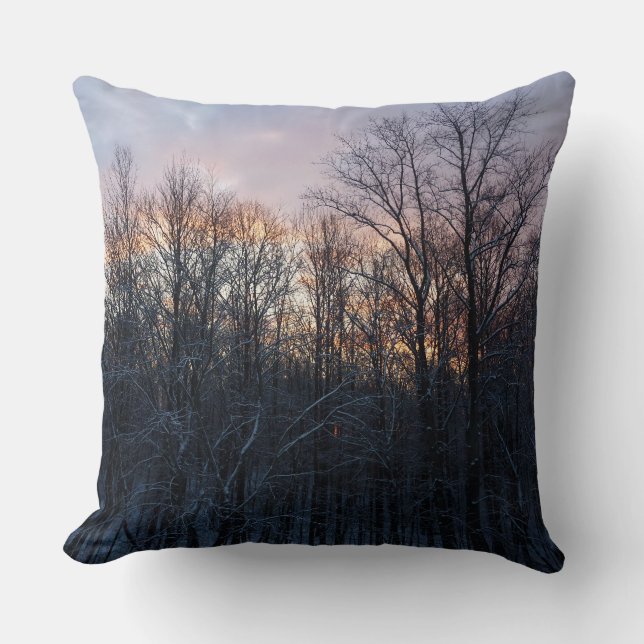 Winter Sunrise I Pastel Natur Landschaft Kissen (Vorderseite)