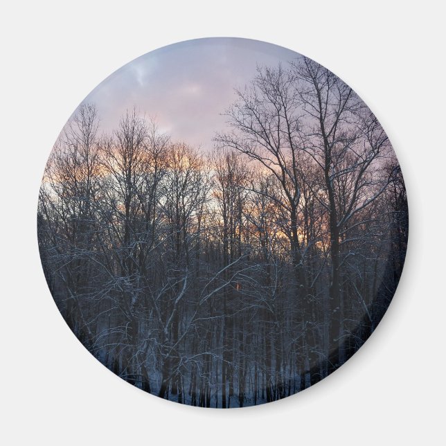 Winter Sunrise I Pastel Natur Landschaft Magnet (Vorne)
