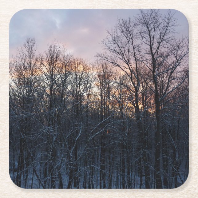 Winter Sunrise I Pastel Natur Landschaft Rechteckiger Pappuntersetzer (Vorderseite)