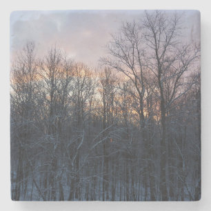 Winter Sunrise I Pastel Natur Landschaft Steinuntersetzer