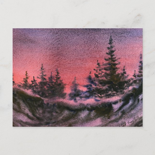 "Winter Sunset" Landstraßen Postkarte (Vorderseite)