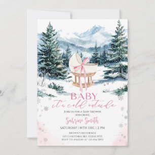Winter Süße Rosa Bogen Wiegen Baby Shower Einladung