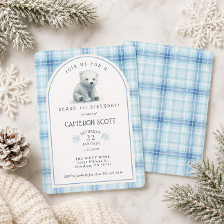 Winter Süßer Eisbär Beary 1. Geburtstagsfeier Einladung