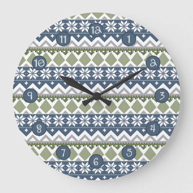 Winter Sweater Clock Große Wanduhr (Vorderseite)