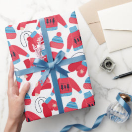 Winter Sweater Red Blue White Christmas Geschenkpapier