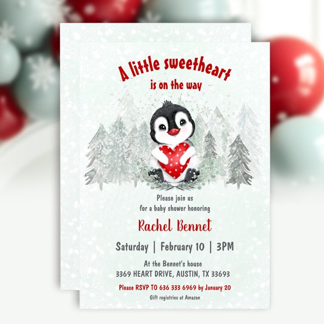 Winter Sweetheart Valentines Boy Baby Dusche Einladung (Winter Sweetheart Valentines Boy Baby Shower Invitation)