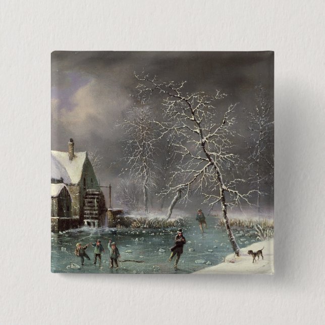 Winter-Szene Button (Vorderseite)