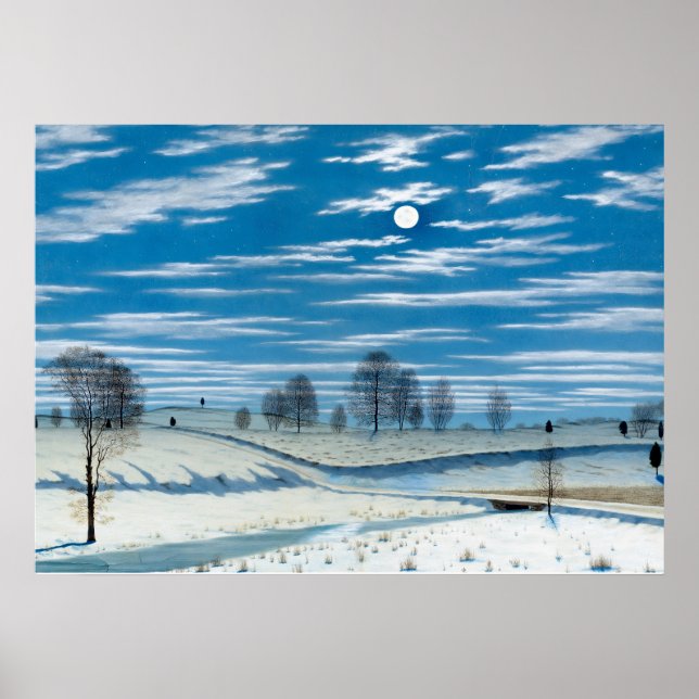 Winter Szene in Mondlicht von Henry Farrer Poster (Vorne)