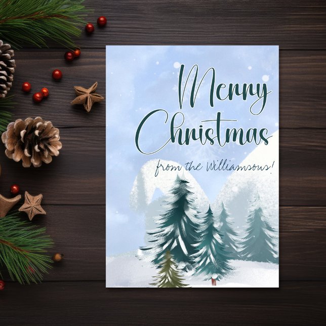 Winter Szene Luke 2:7 Erstgeborener Sohn Weihnacht Karte (Firstborn Son Luke 2:7 Bible Verse Christmas Card)