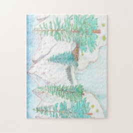 Winter Szene mit Bergen Jigsaw Puzzle